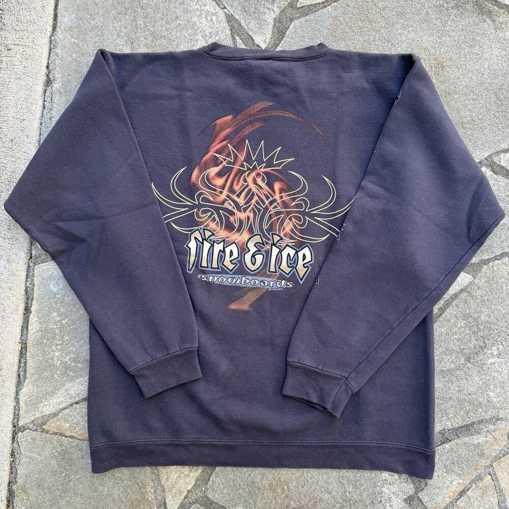 Vintage Crazy Shirt Hawaii Sweatshirt Small Black Fleece Fire Ice Snowboards